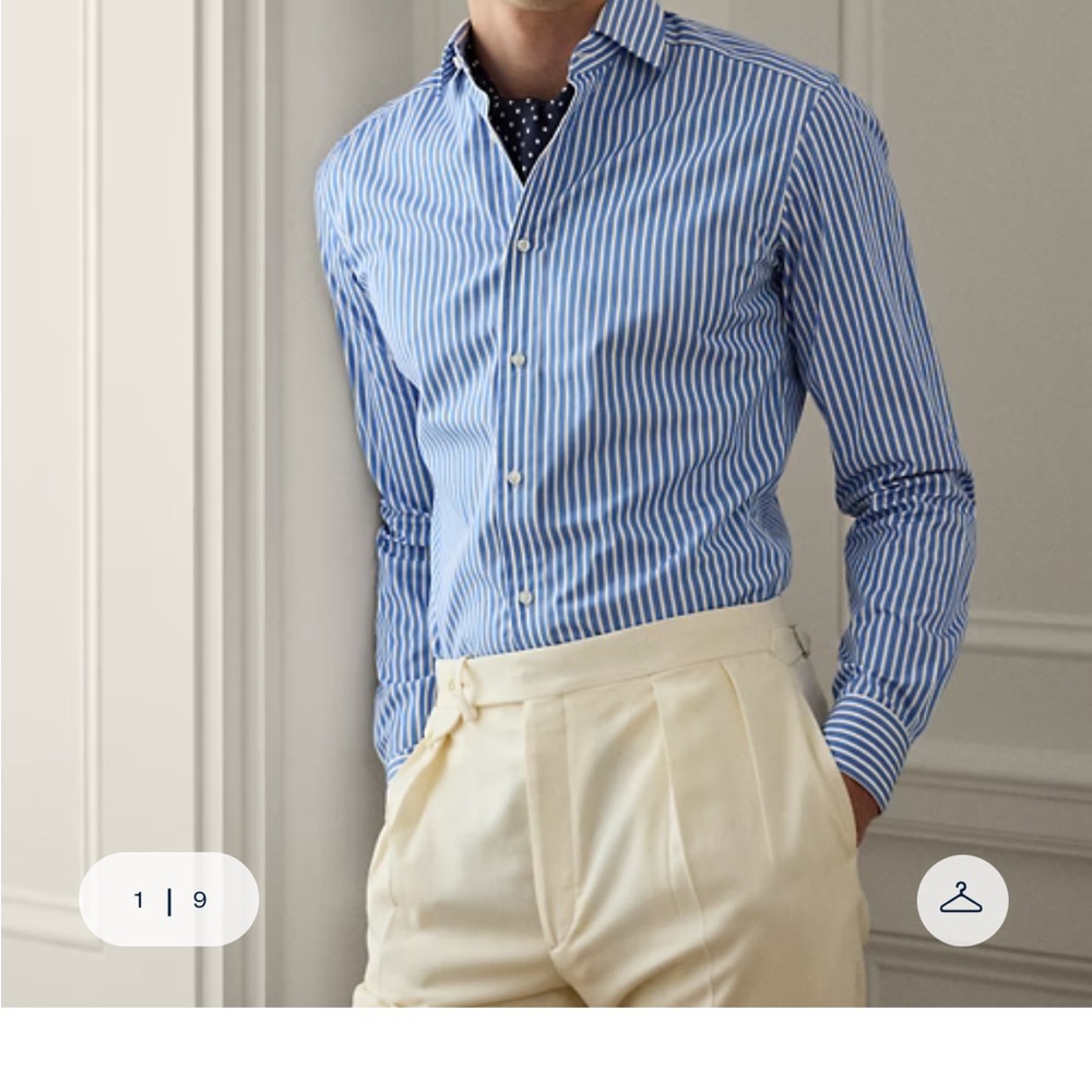 Ralph Lauren Bengal-Stripe Poplin Shirt Purple Label made in Italy